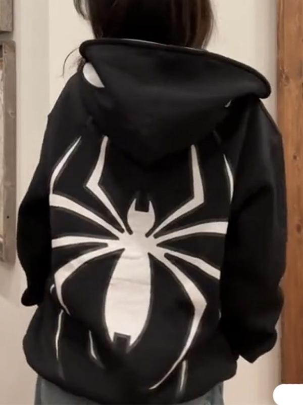 Punk Spider Print Oversized Hoodie Product Image