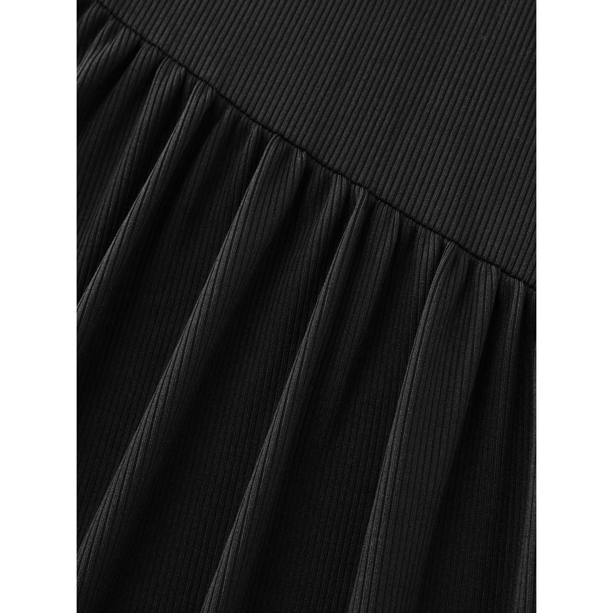 Plus Size Asymmetrical Neckline Draped Knit Midi Dress Black Women Timeless Gathered Asymmetrical Neck Long Sleeve Curvy BloomChic 10/M Product Image