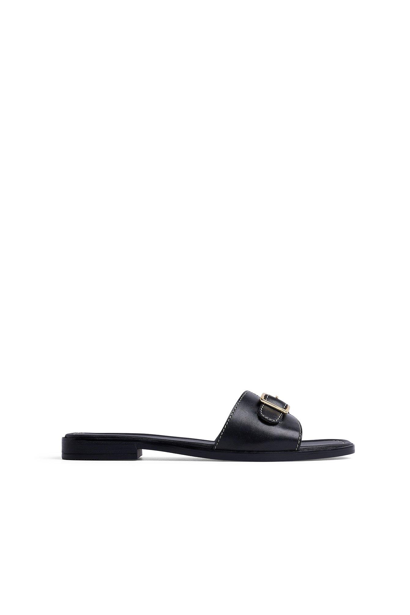 Leather Buckle Slippers Product Image