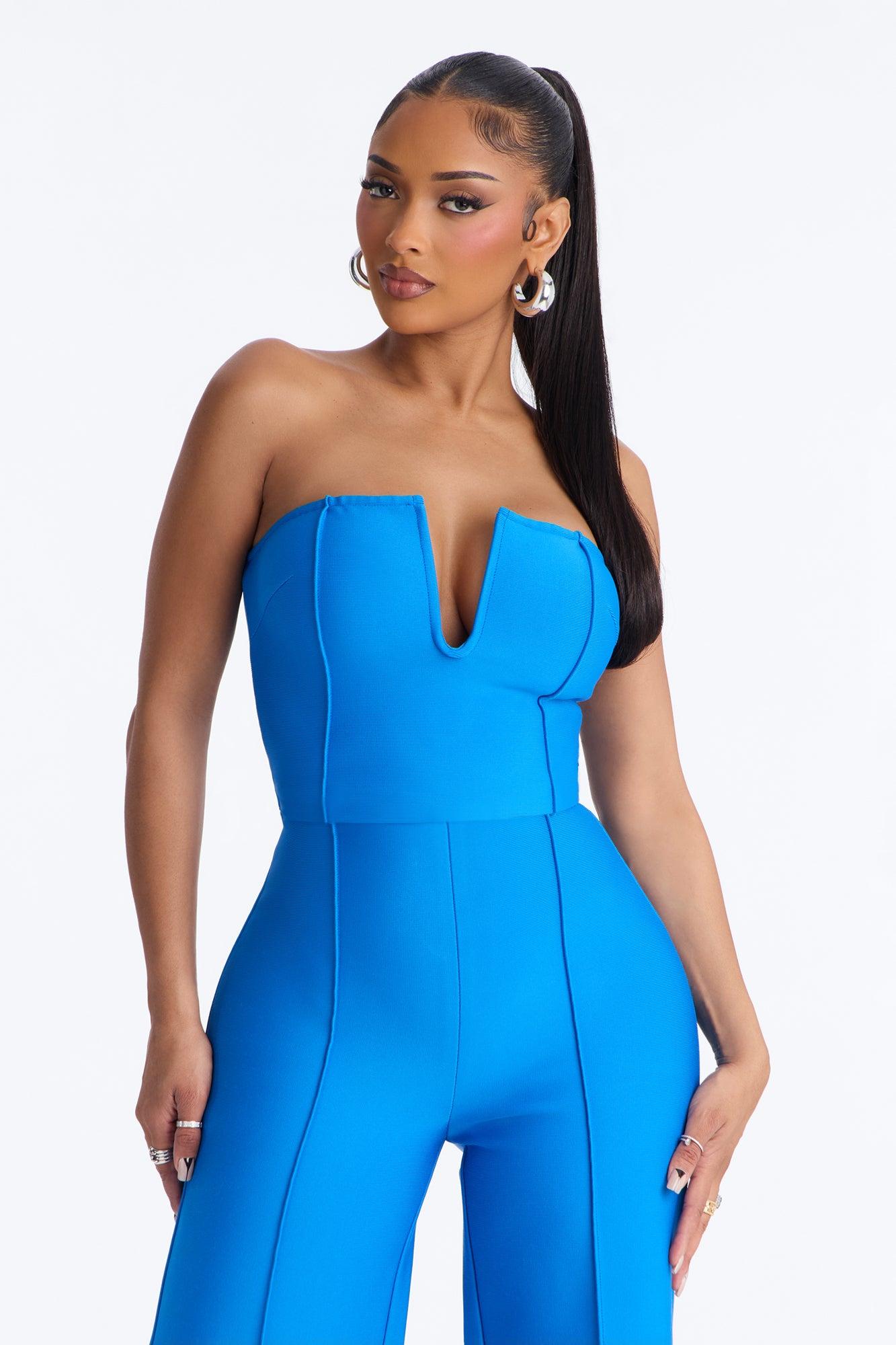 Someone To You Bandage Jumpsuit - Blue Female Product Image