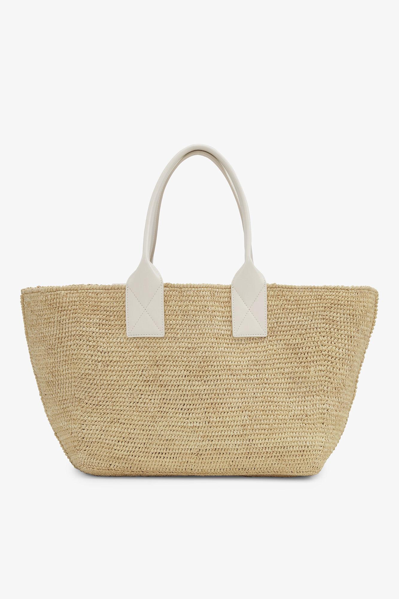 Ivory Medium Raffia Tote Product Image