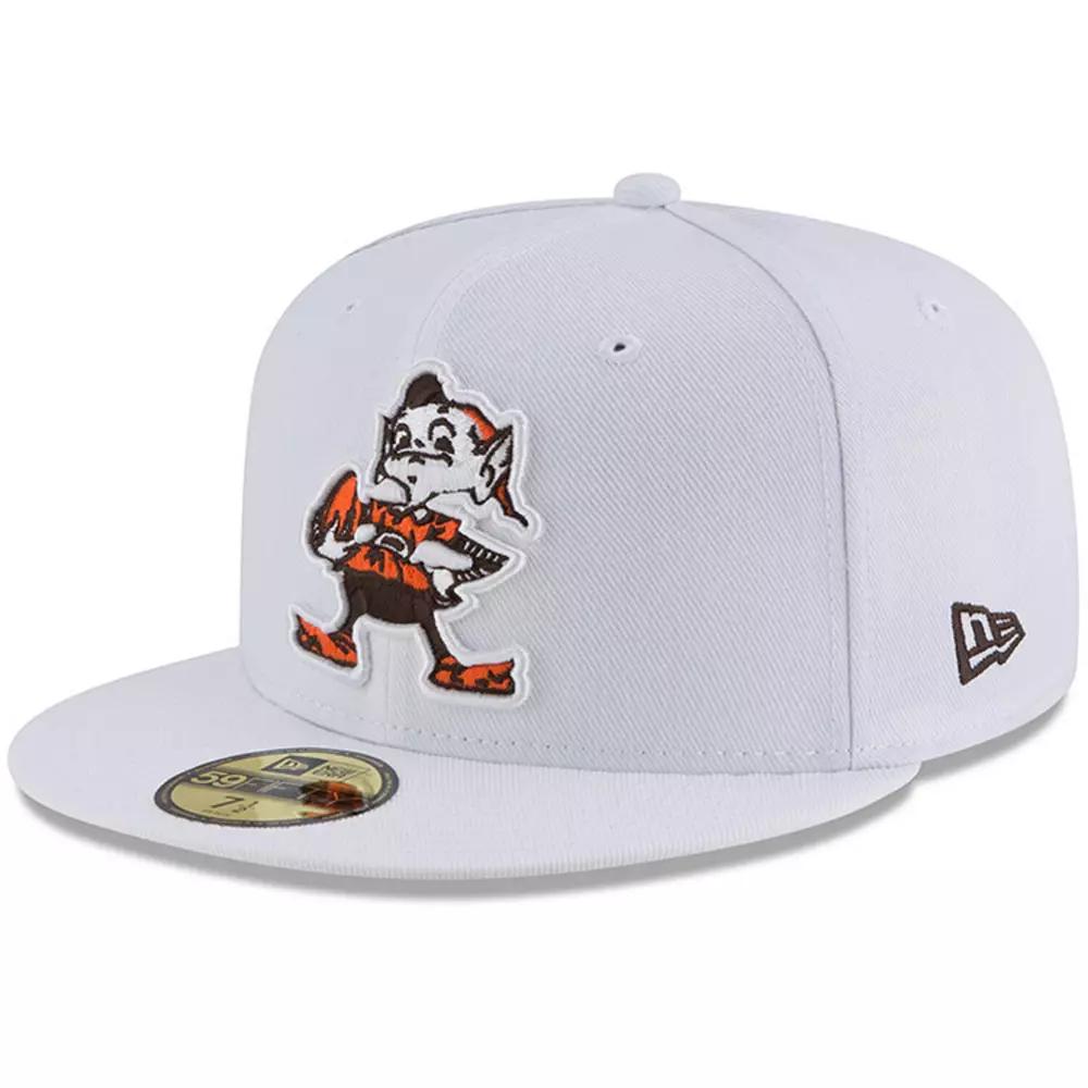 Men's New Era White Cleveland Browns Throwback Logo Omaha 59FIFTY Fitted Hat,  Product Image