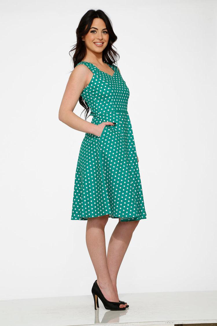 Green & White Polka Dot Dress Product Image