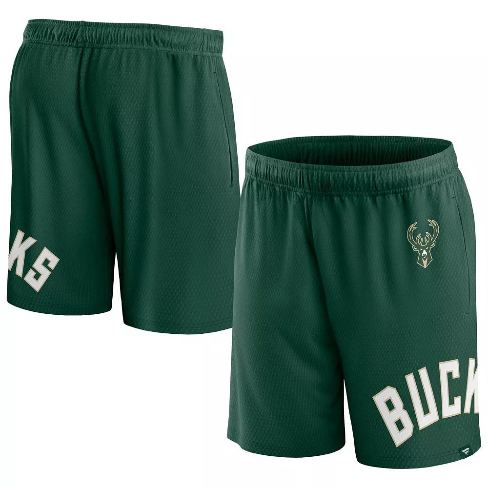 Men's Fanatics Branded Hunter Green Milwaukee Bucks Free Throw Mesh Shorts,  Product Image