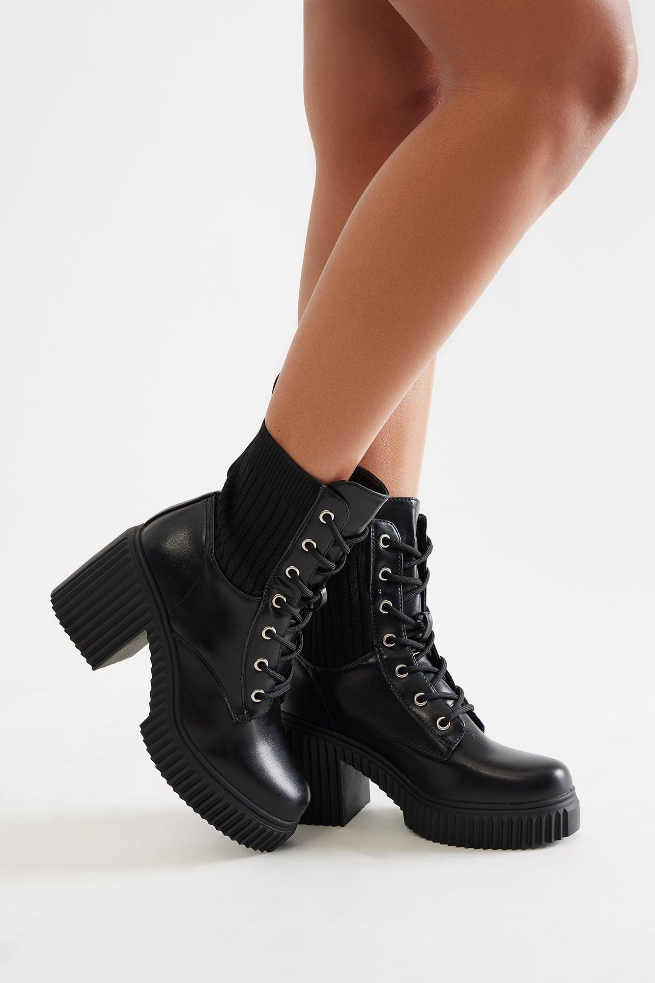 Ander Lace Up Booties - Black Product Image