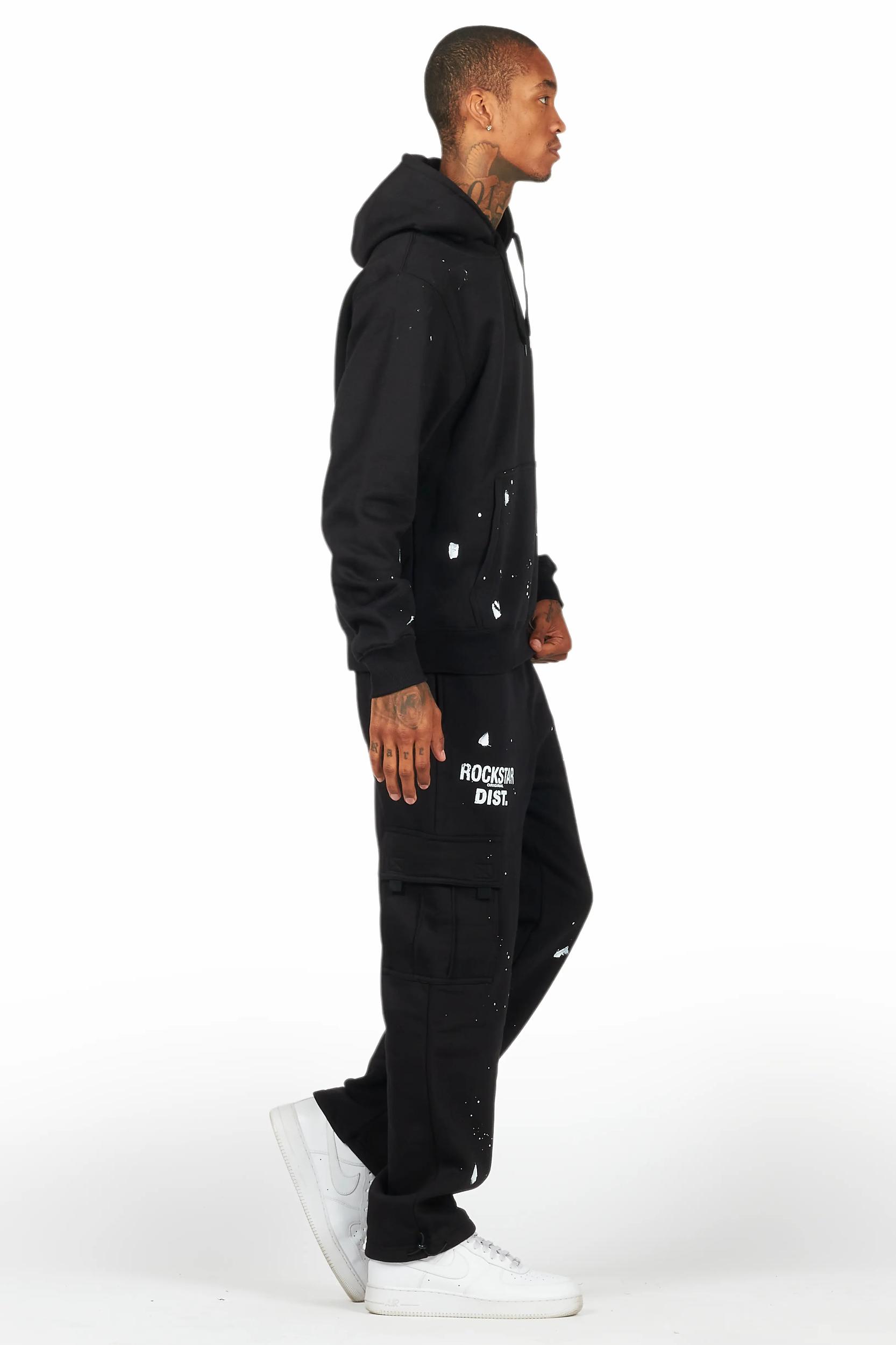 Raffer Black Hoodie/Cargo Sweat Pant Set Male Product Image