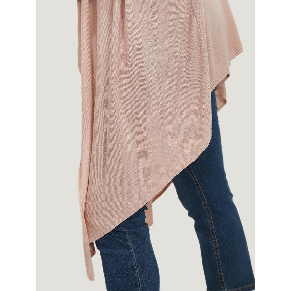 Plus Size Supersoft Essentials Solid Asymmetrical Hem Lapel Collar Cardigan DustyPink Women Casual Loose Long Sleeve Dailywear Cardigans BloomChic 18-20/2X Product Image