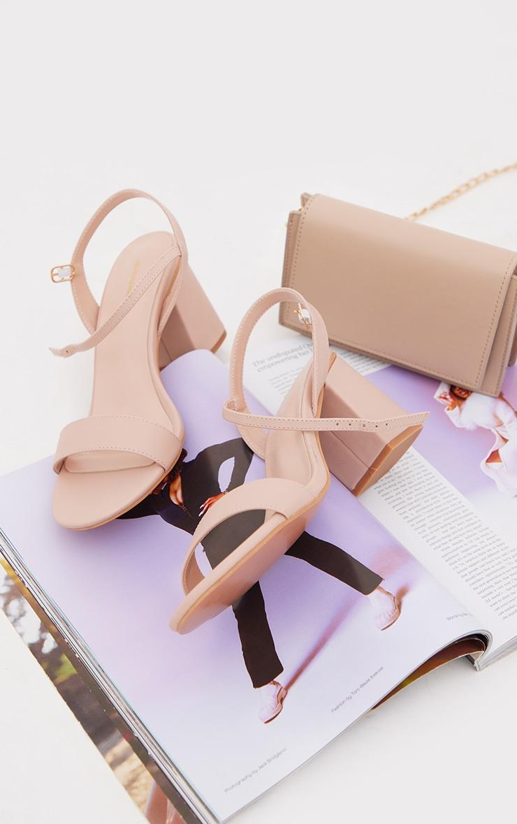 Nude PU Basic Strap Detail Low Heeled Sandals Product Image