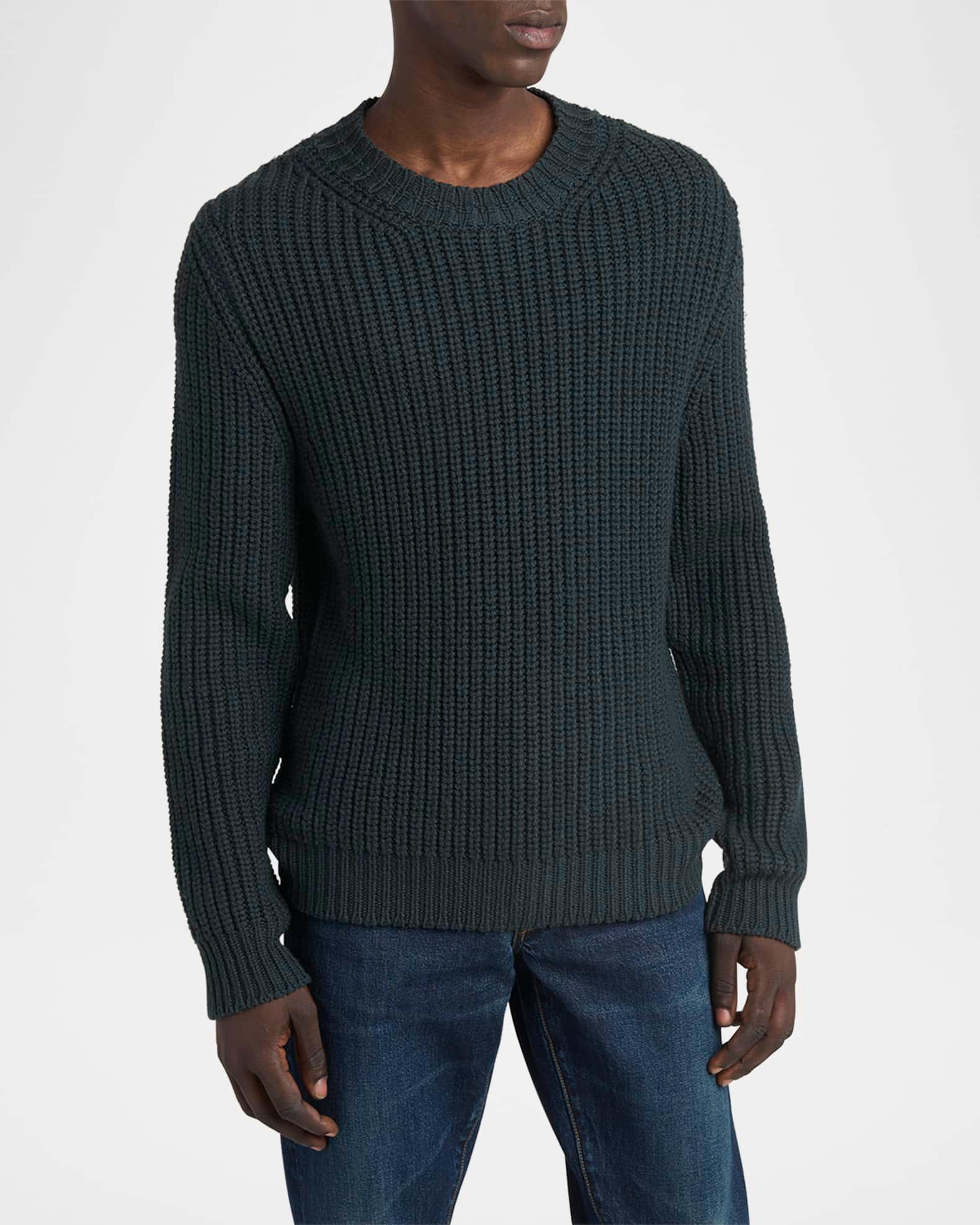 Men's Cashmere and Wool Half-Stitch Crewneck Sweater Product Image