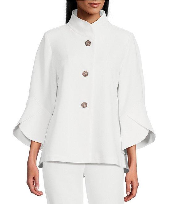 Ming Wang Deco Crepe Winged Collar Bracelet Tulip Sleeve Jacket Product Image