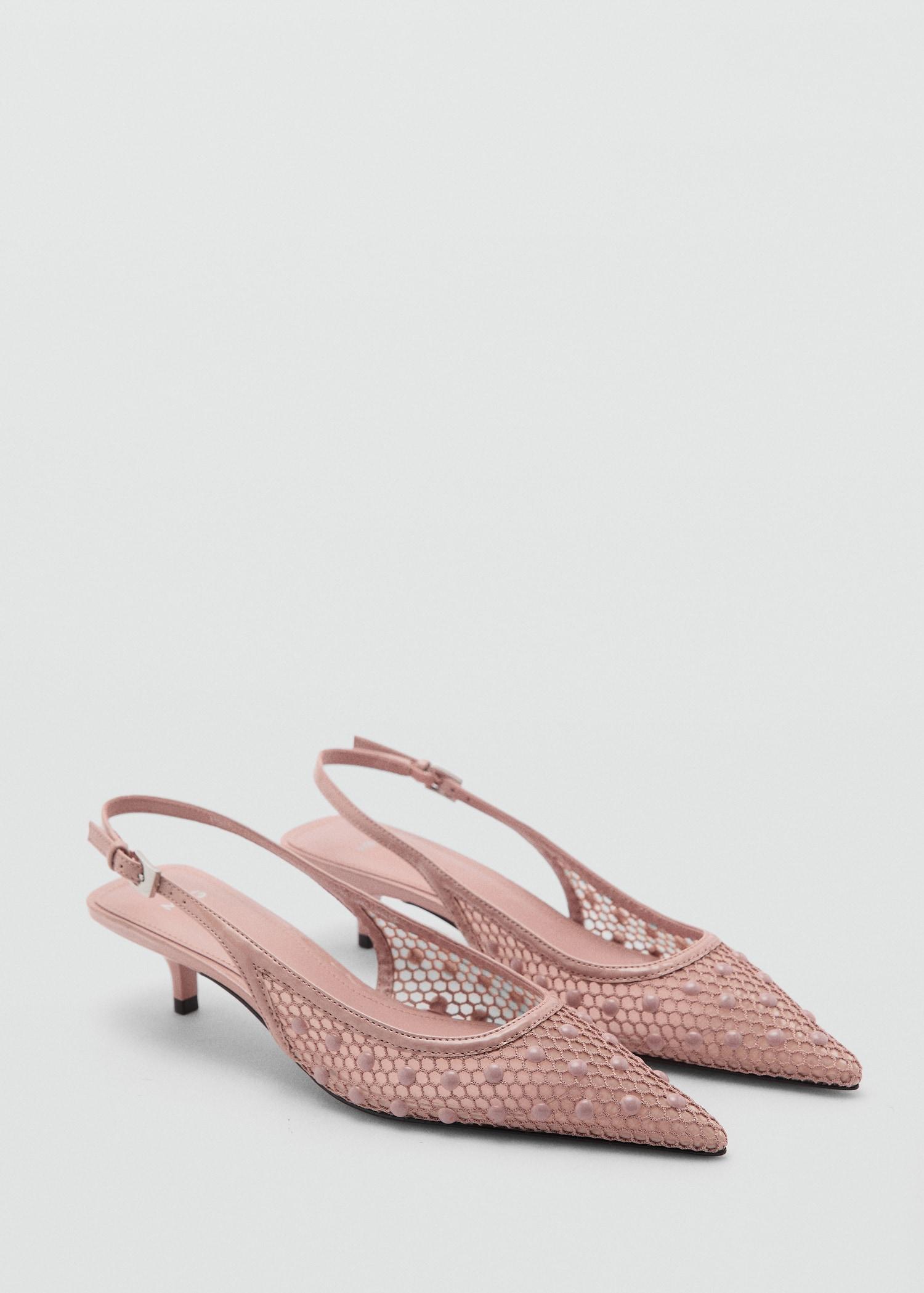 Mesh heeled shoes with decorative balls - Women | MANGO USA Product Image