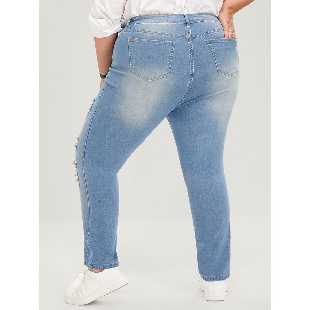 Plus Size Skinny Very Stretchy High Rise Light Wash Sculpt Waist Jeans Women LightBlue Casual Plain Plain High stretch Pocket Jeans BloomChic 28/5X Product Image