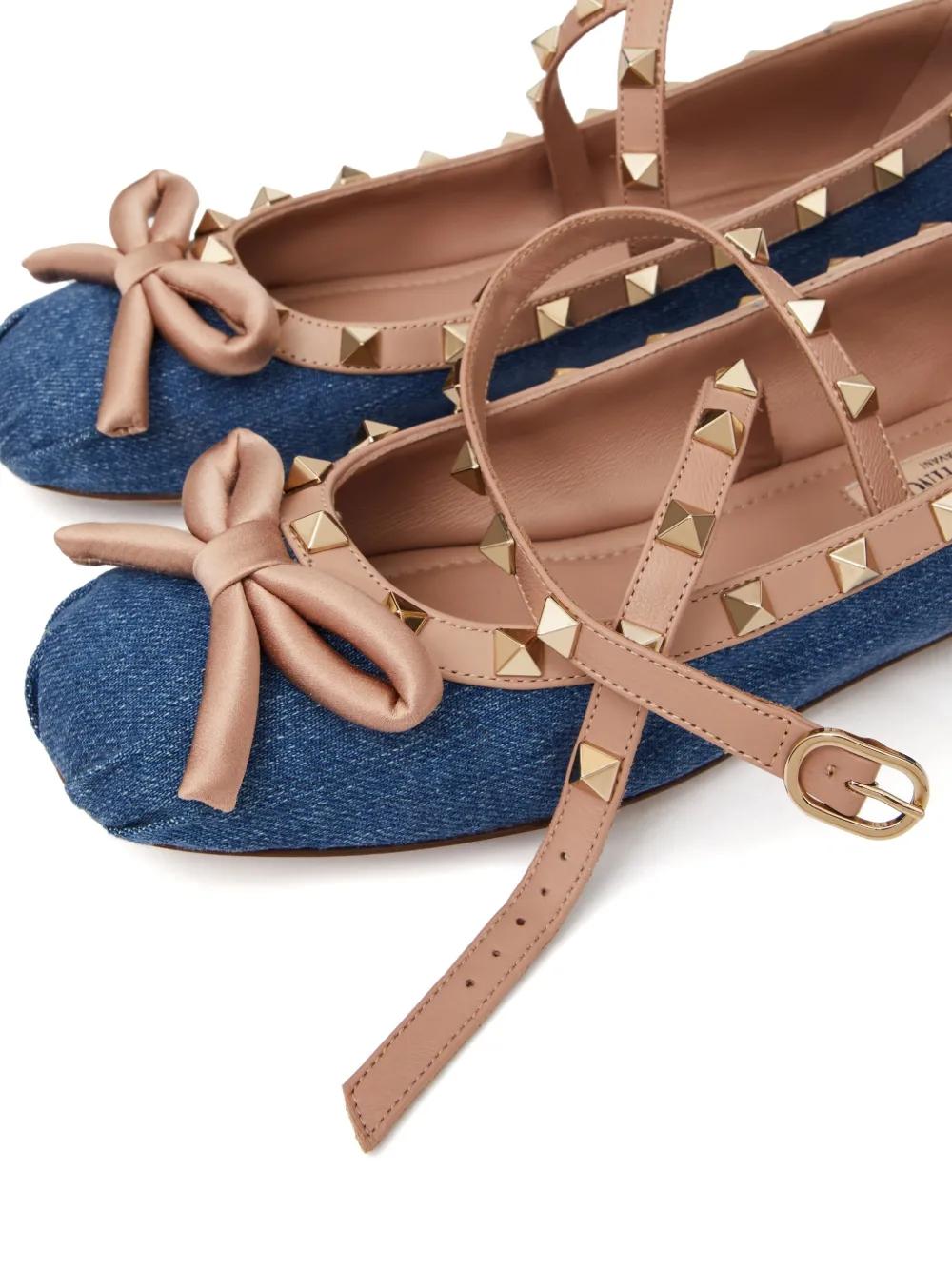 Rockstud denim ballerina shoes Product Image