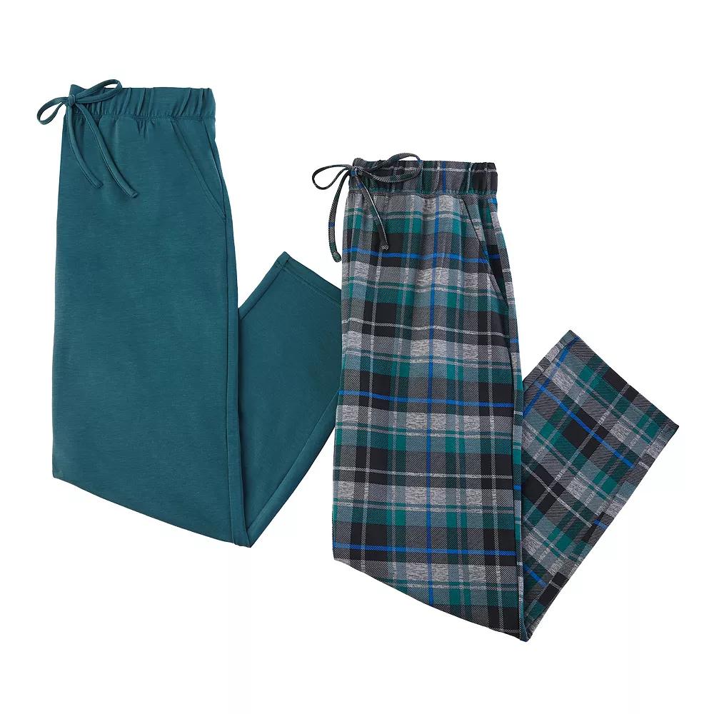 Big & Tall Cuddl Duds® 2-Pack French Terry Pajama Pants Set, Men's, Size: XXL Tall, Dark Balsam Plaid Product Image