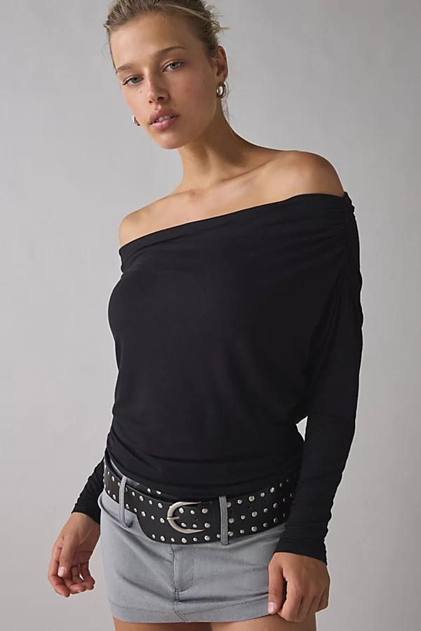 Urban Outfitters UO Elena Long Sleeve Ruched Off-The-Shoulder Top Womens at Urban Outfitters Product Image