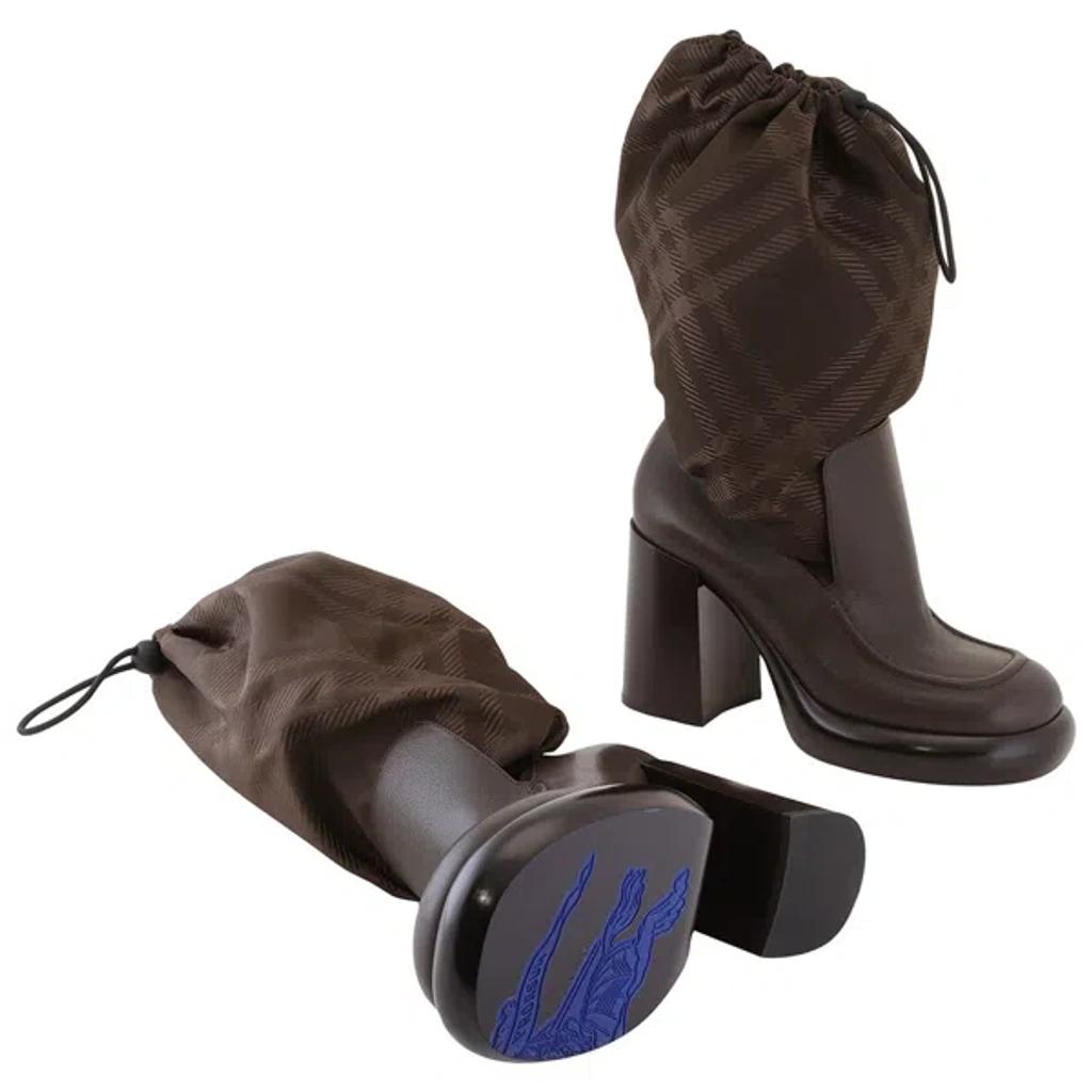 BURBERRY Leather And Nylon Blend Wedge Boots In Multicolor Product Image