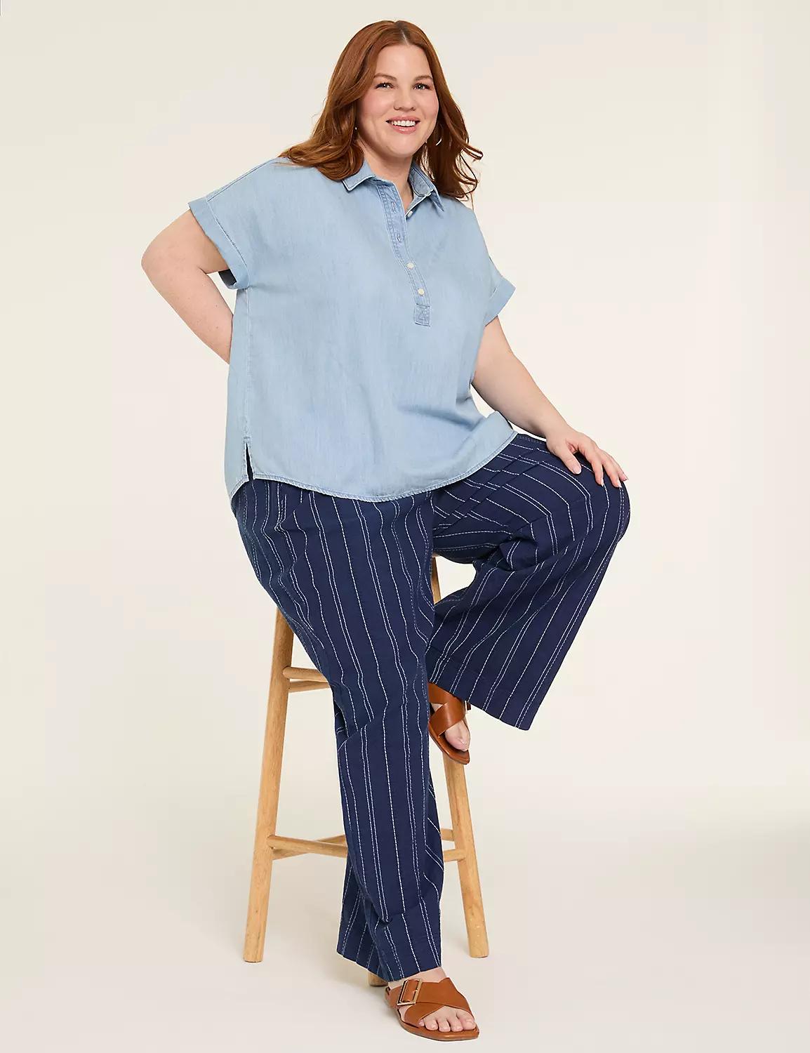 Relaxed Denim Popover Blouse Product Image