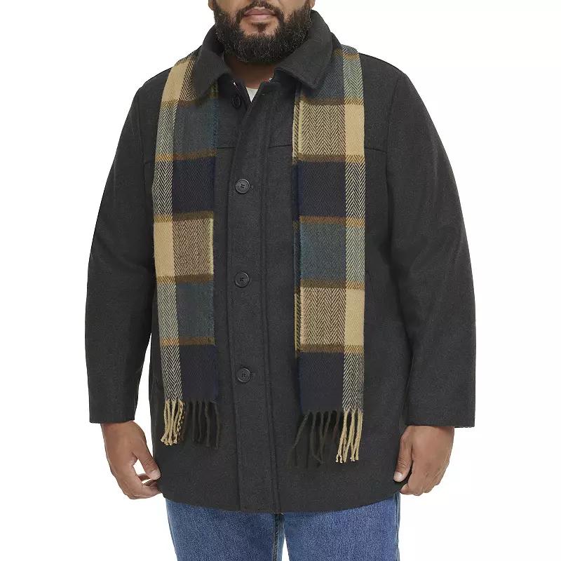 Big & Tall Dockers Wool-Blend Car Coat with Plaid Scarf, Mens Product Image