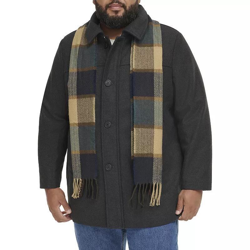 Big & Tall Dockers Wool-Blend Car Coat with Plaid Scarf, Mens Product Image