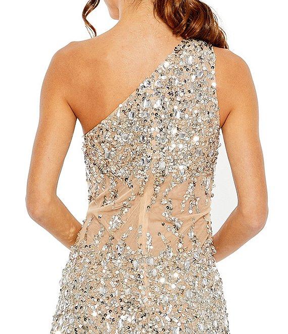 Mac Duggal Sequin One Shoulder Sleeveless Mini Dress Product Image