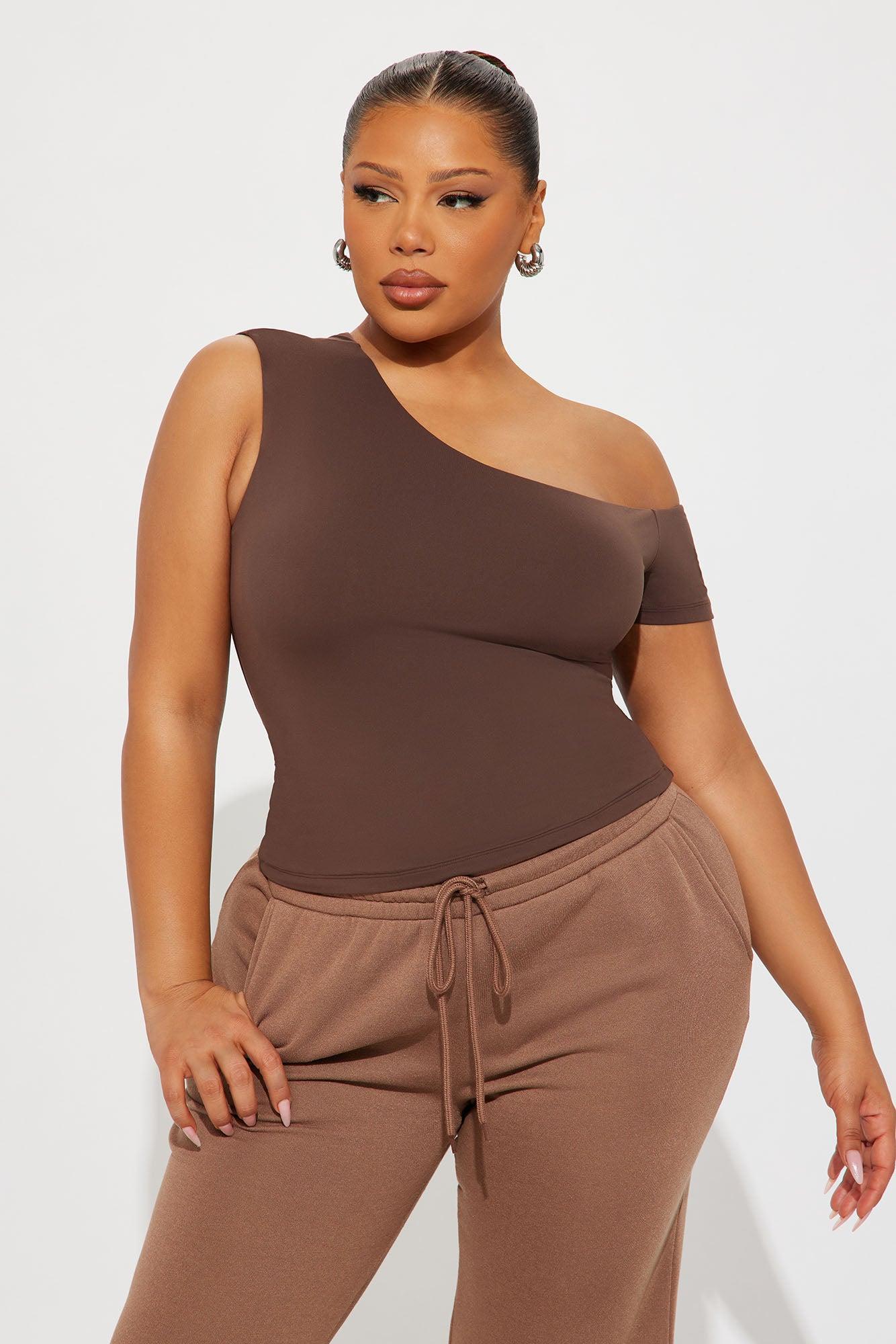 Second Skin Double Lined Off Shoulder Top - Chocolate Female Product Image