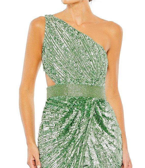 Mac Duggal One Shoulder Lace Up Back Sequin Gown Product Image