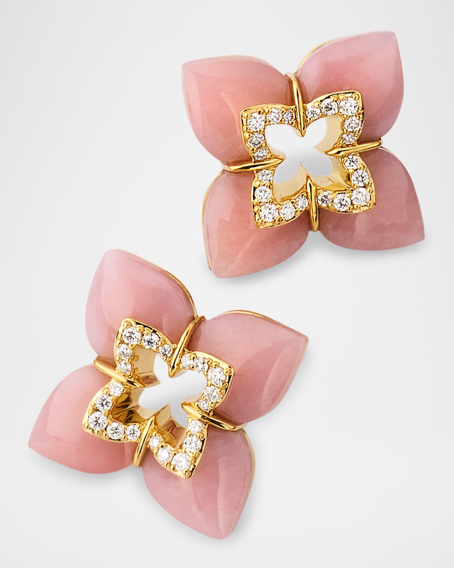 18K Yellow Gold Venetian Princess Stud Earrings with Diamonds Product Image