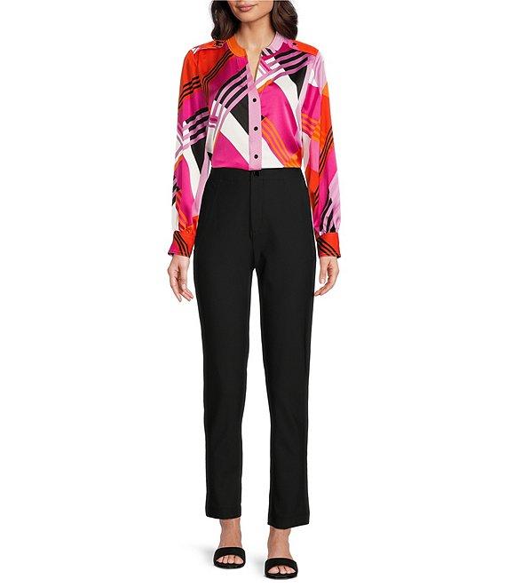 KARL LAGERFELD PARIS Stretch High Rise Straight Leg Pants Product Image