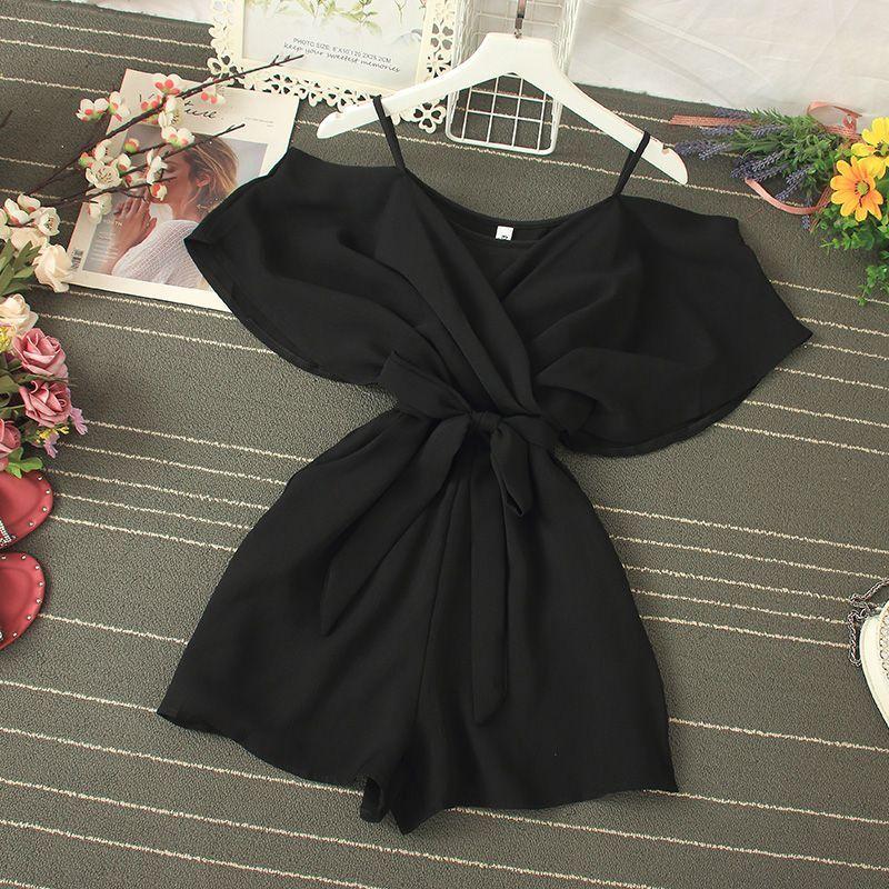 Short-Sleeve Cold Shoulder Romper Product Image