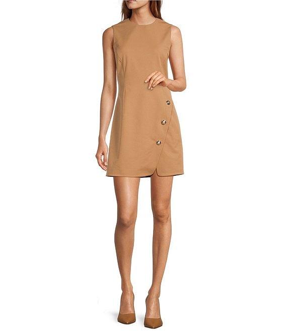 Antonio Melani Loretta Round Neck Sleeveless Button Front A-Line Dress Product Image