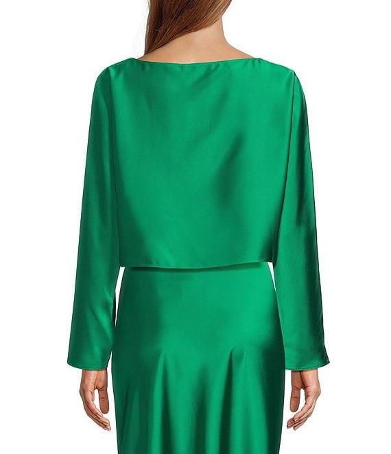 Antonio Melani Blyss Boat Neck Long Sleeve Coordinating Satin Blouse Product Image