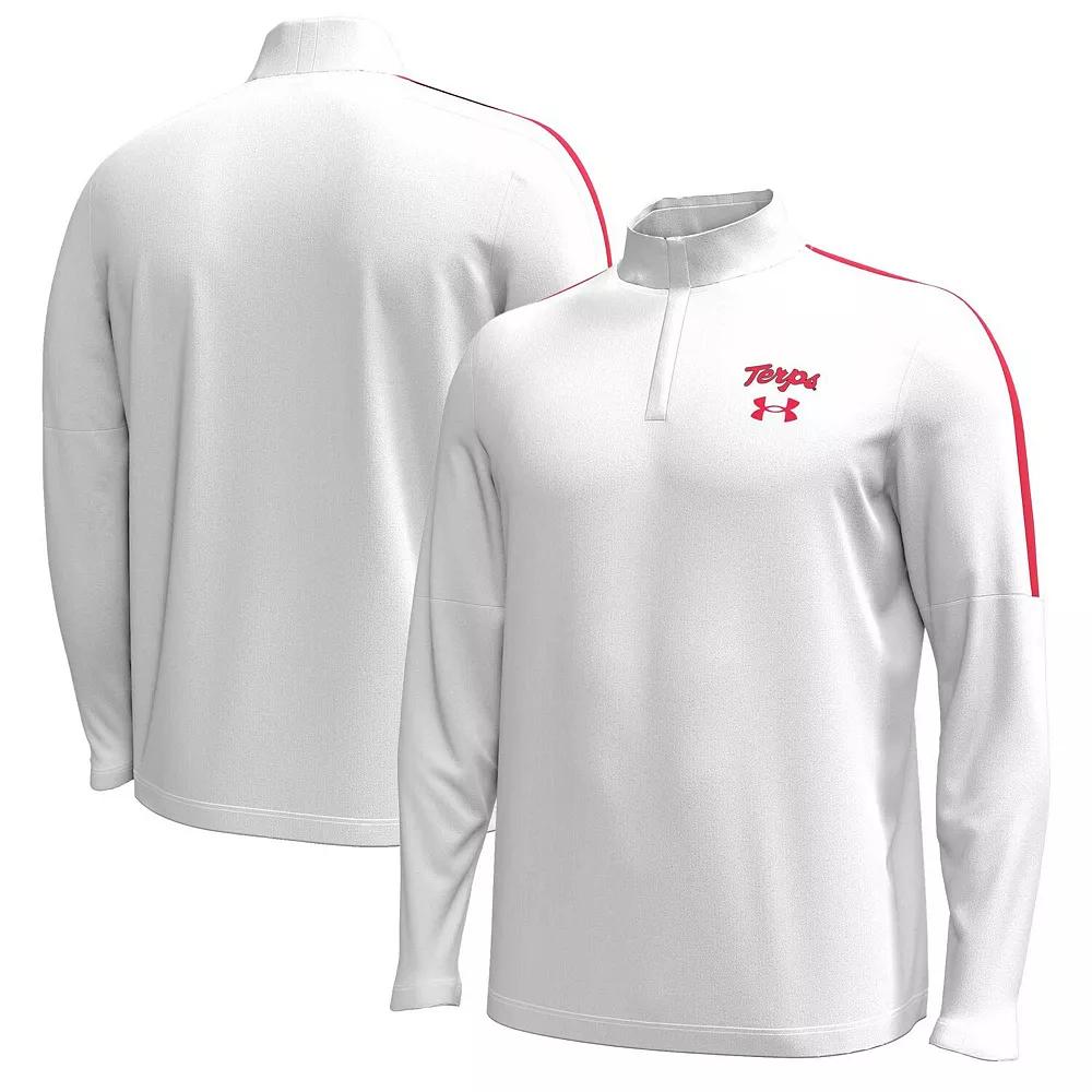 Men's Under Armour White Maryland Terrapins Playoff Performance Quarter-Zip Jacket,  Product Image