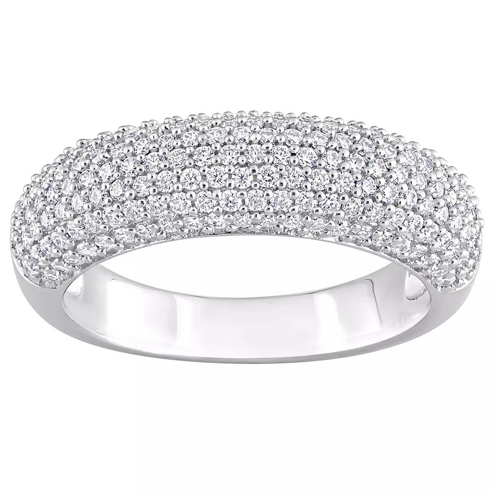 Stella Grace Sterling Silver Lab-Created Moissanite Semi-Eternity Ring, Women's, Size: 8.50 Product Image