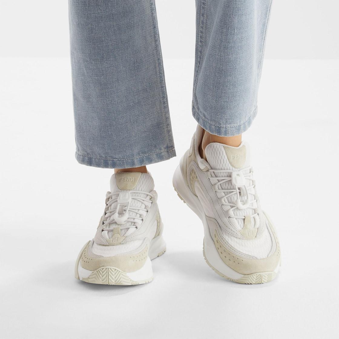 Fendi FlowWhite mesh and suede low tops Product Image