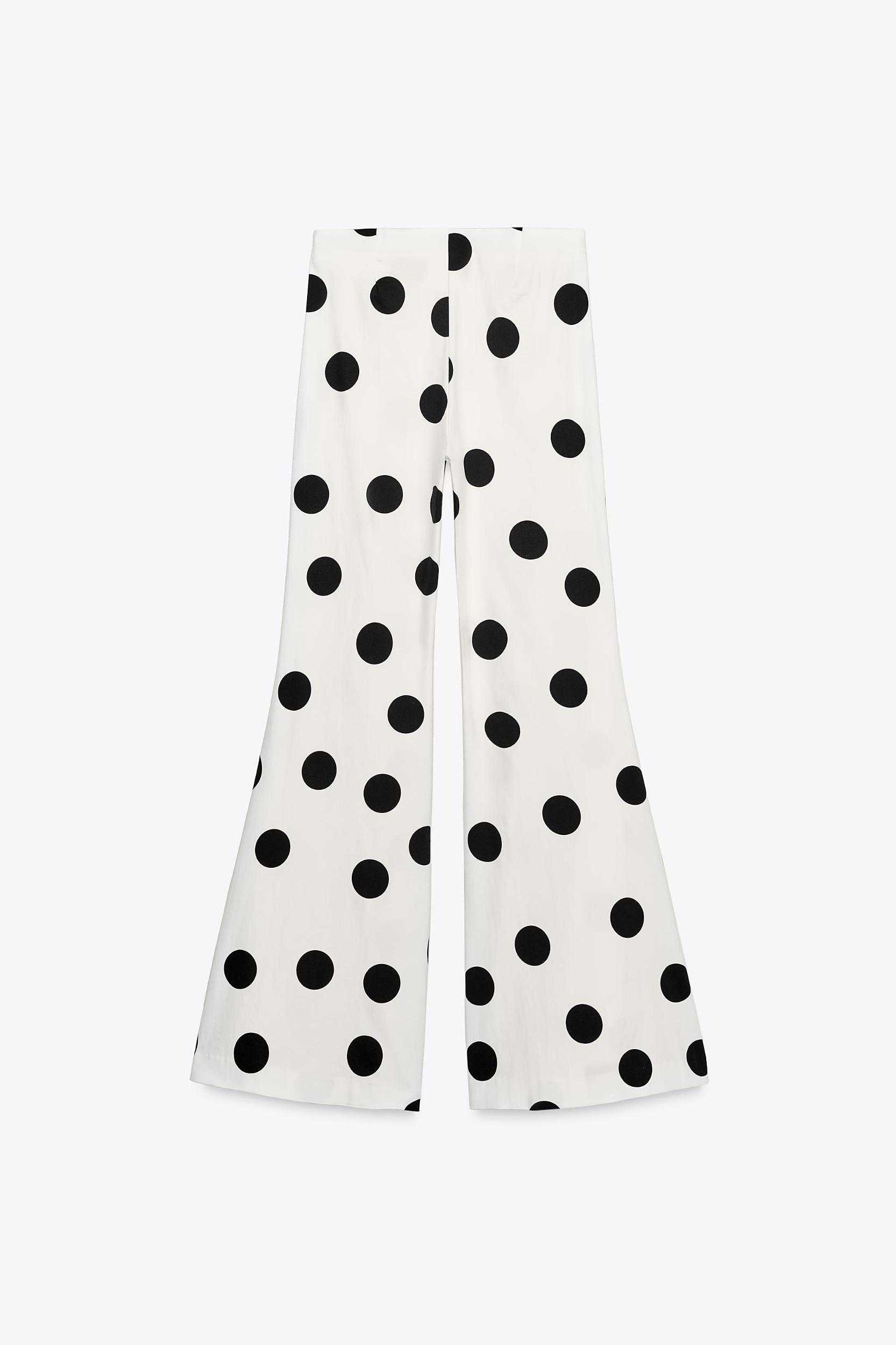 HIGH-WAISTED POLKA DOT FLARE PANTS Product Image