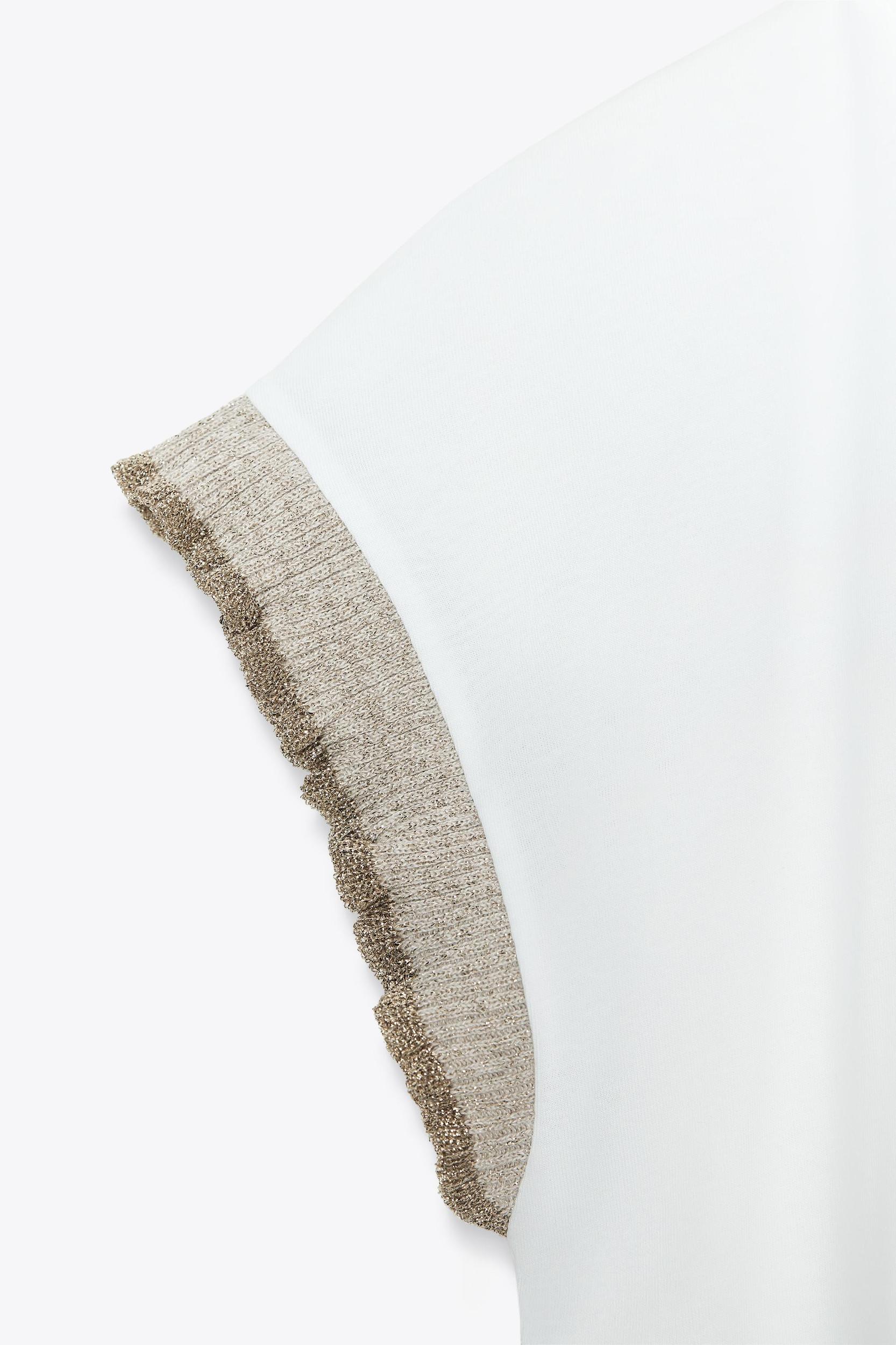 METALLIC THREAD RUFFLE T-SHIRT Product Image