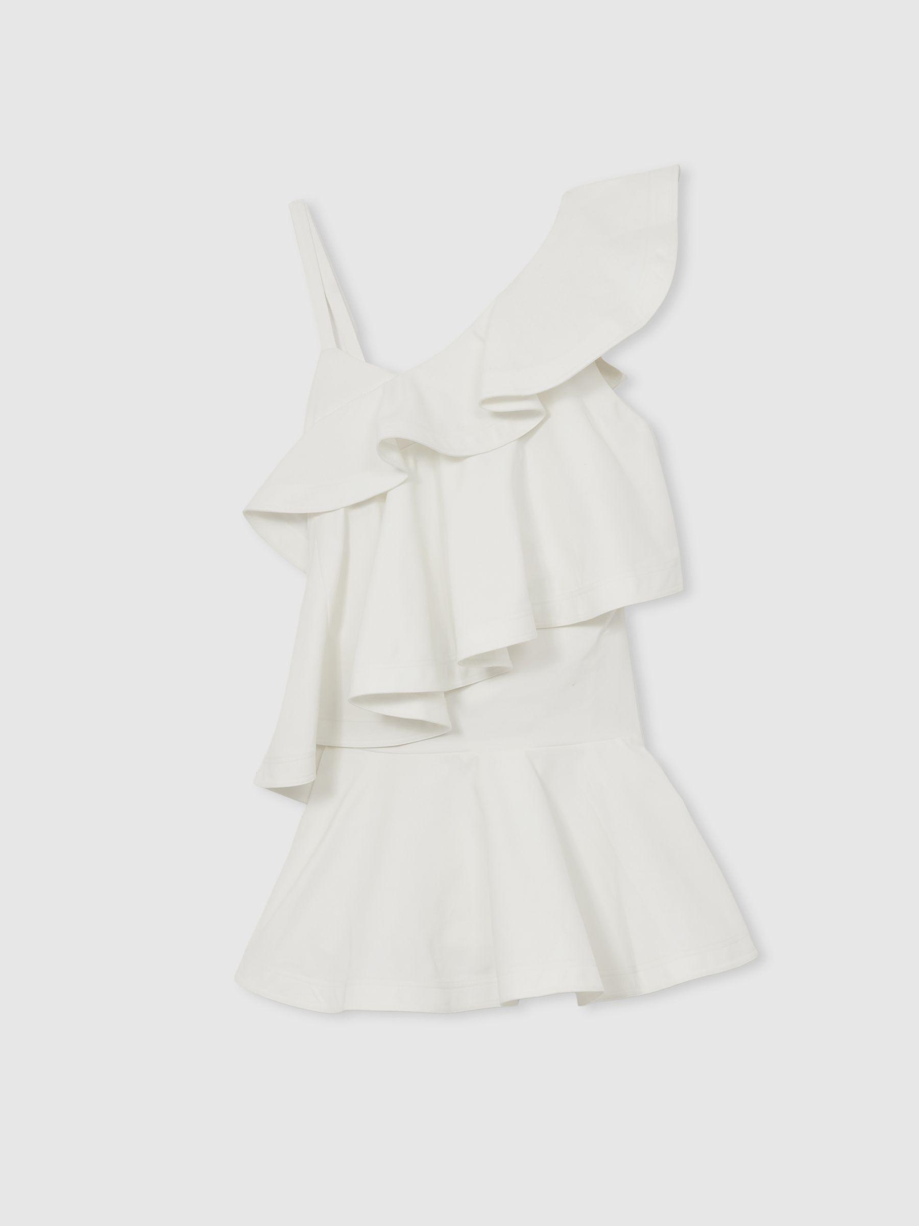 Cotton Tiered Ruffle Mini Dress in Ivory Product Image