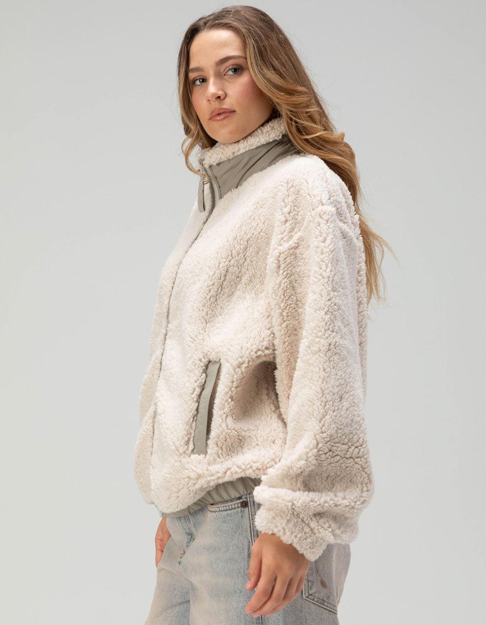BDG Urban Outfitters Womens Boxy Fleece Jacket - ECRU Product Image