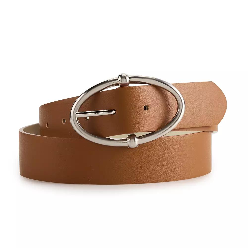 Women's madden girl Reversible Oval Buckle Belt, Size: Large, Red Ivory Product Image