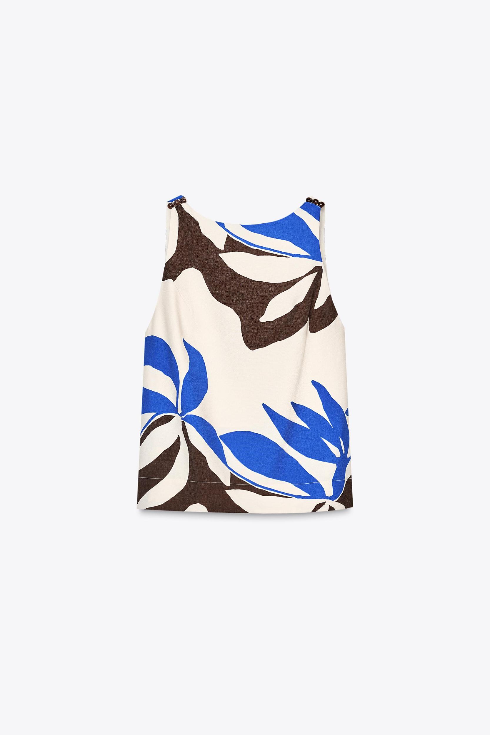 FLORAL PRINT BEADED TOP Product Image