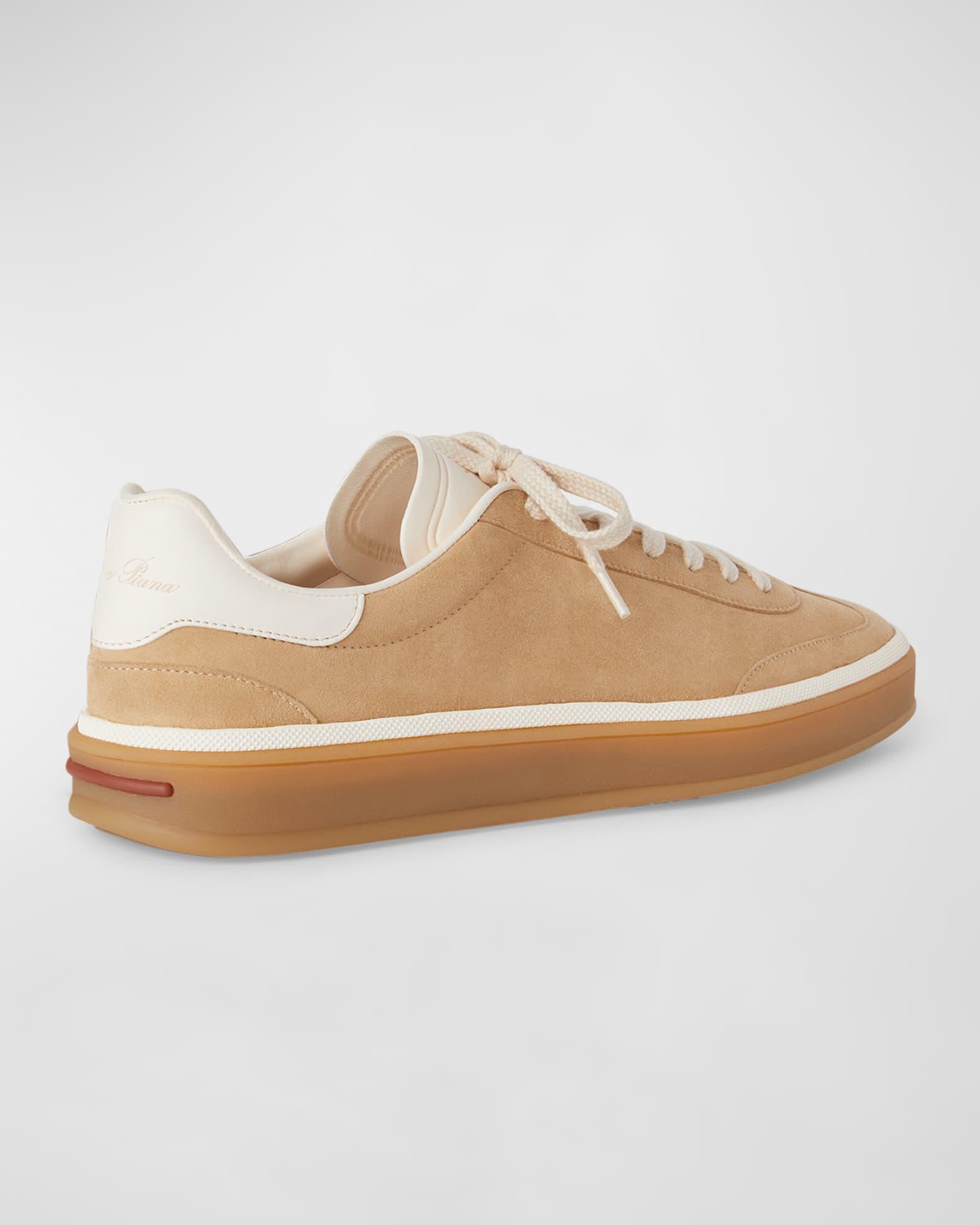 Mixed Leather Low-Top Tennis Sneakers Product Image