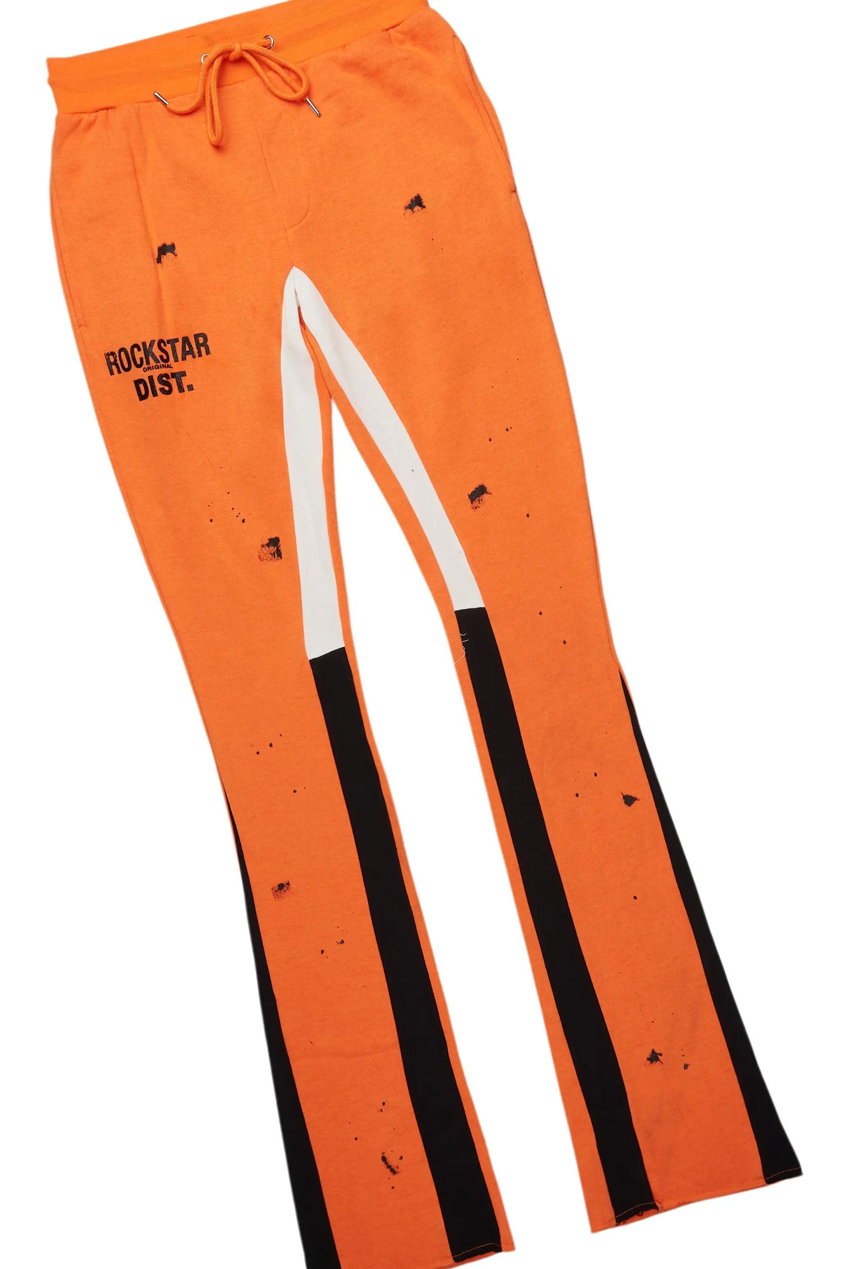 Raffer Orange Hoodie/Stacked Flare Pant Set Male Product Image