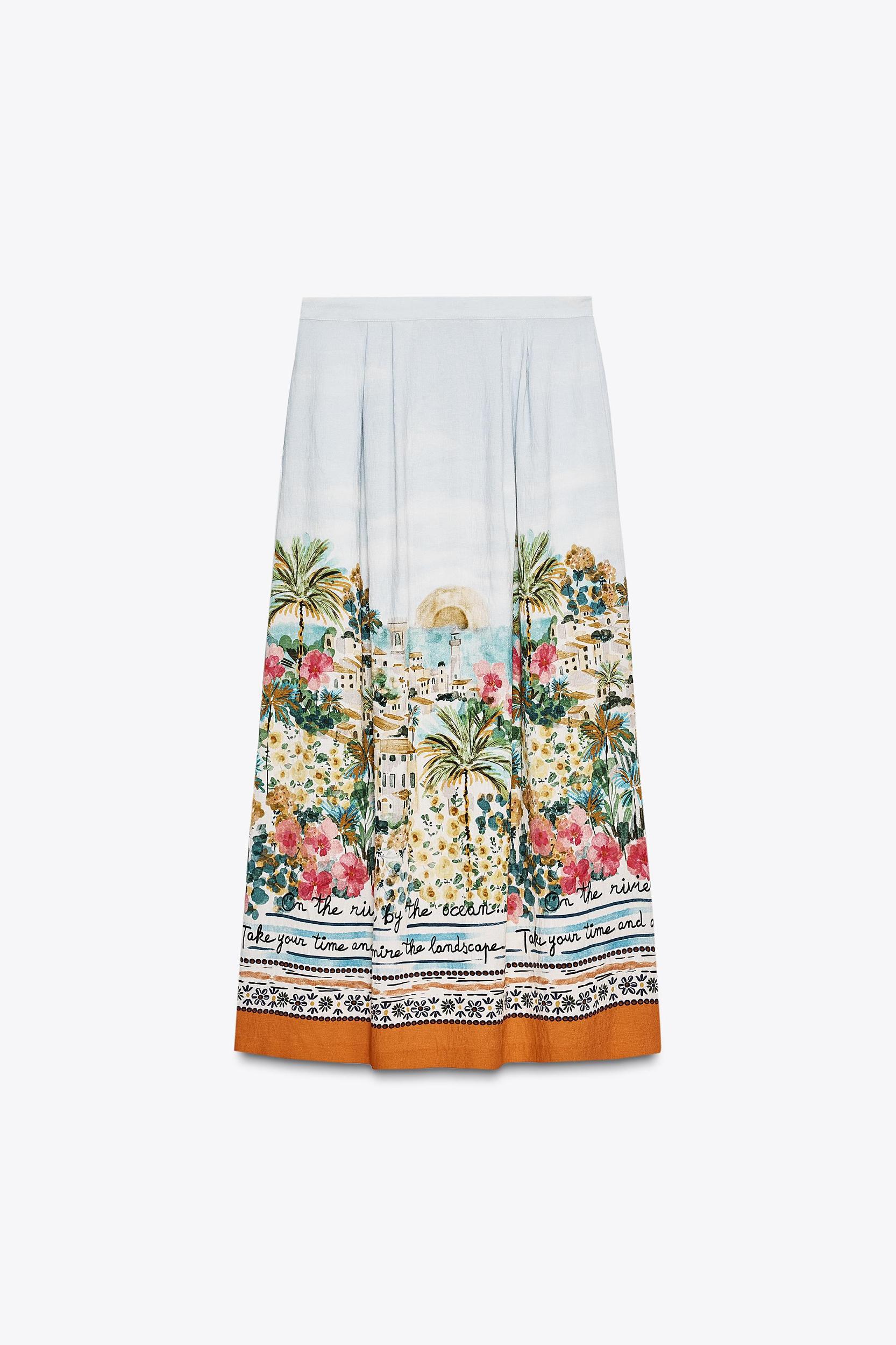 PRINTED MIDI CAPE SKIRT Product Image