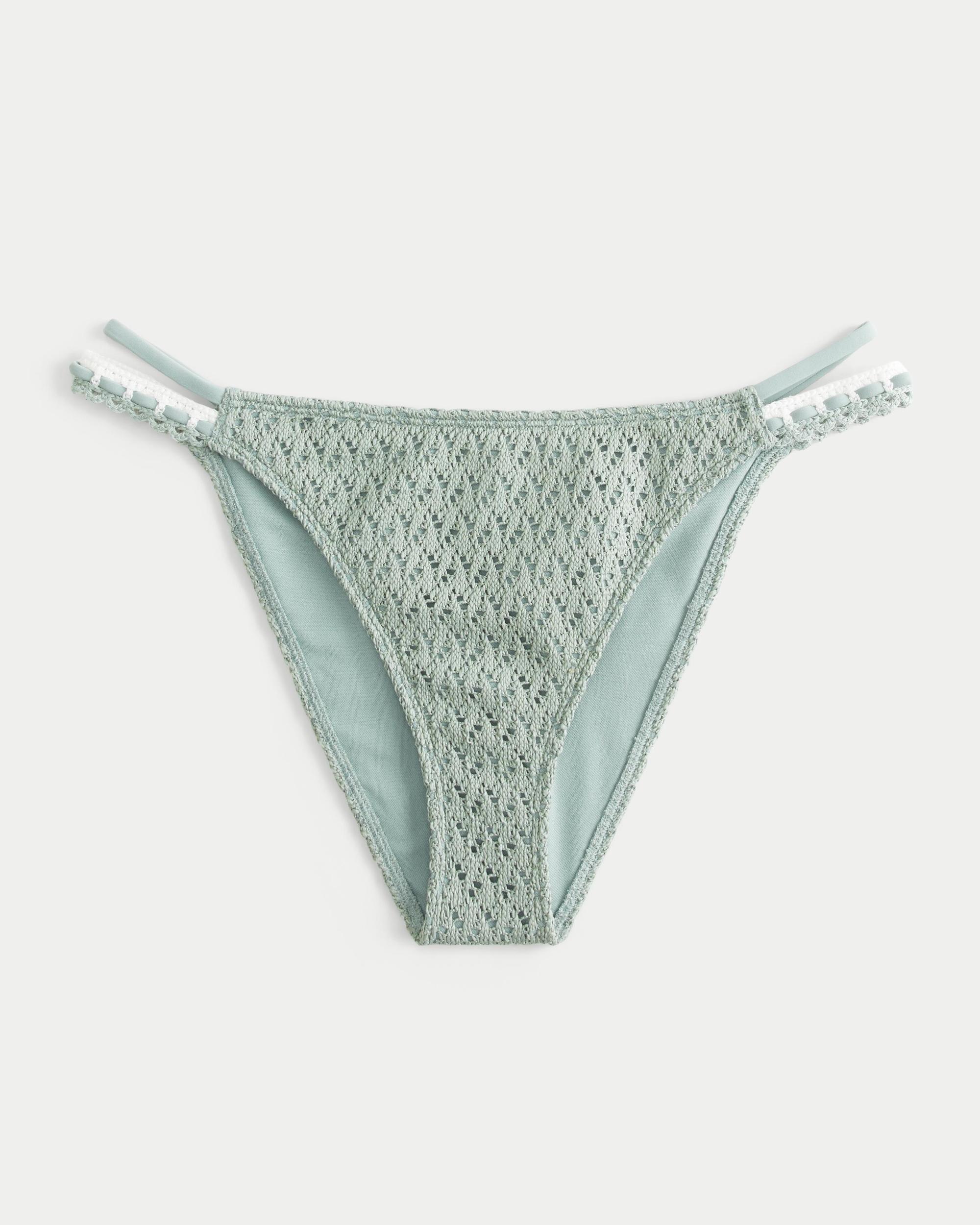 Crochet-Style Mixed High-Leg Cheeky Bikini Bottom Product Image