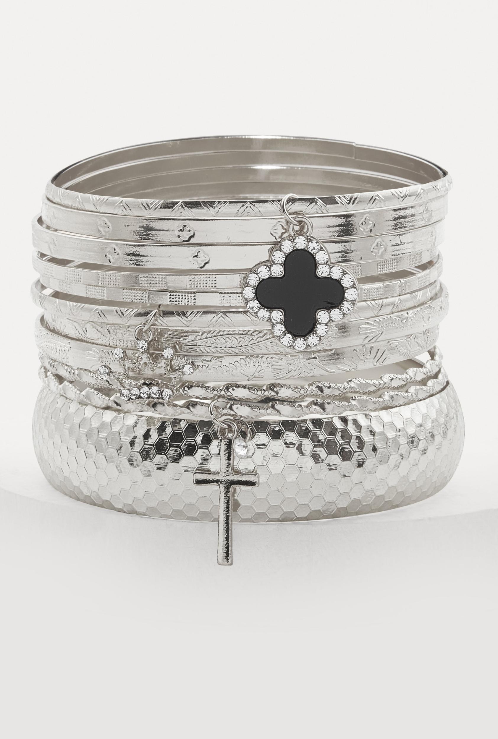 Plus Size Patterned Metallic Assorted Bangles Set of 3 Male Product Image