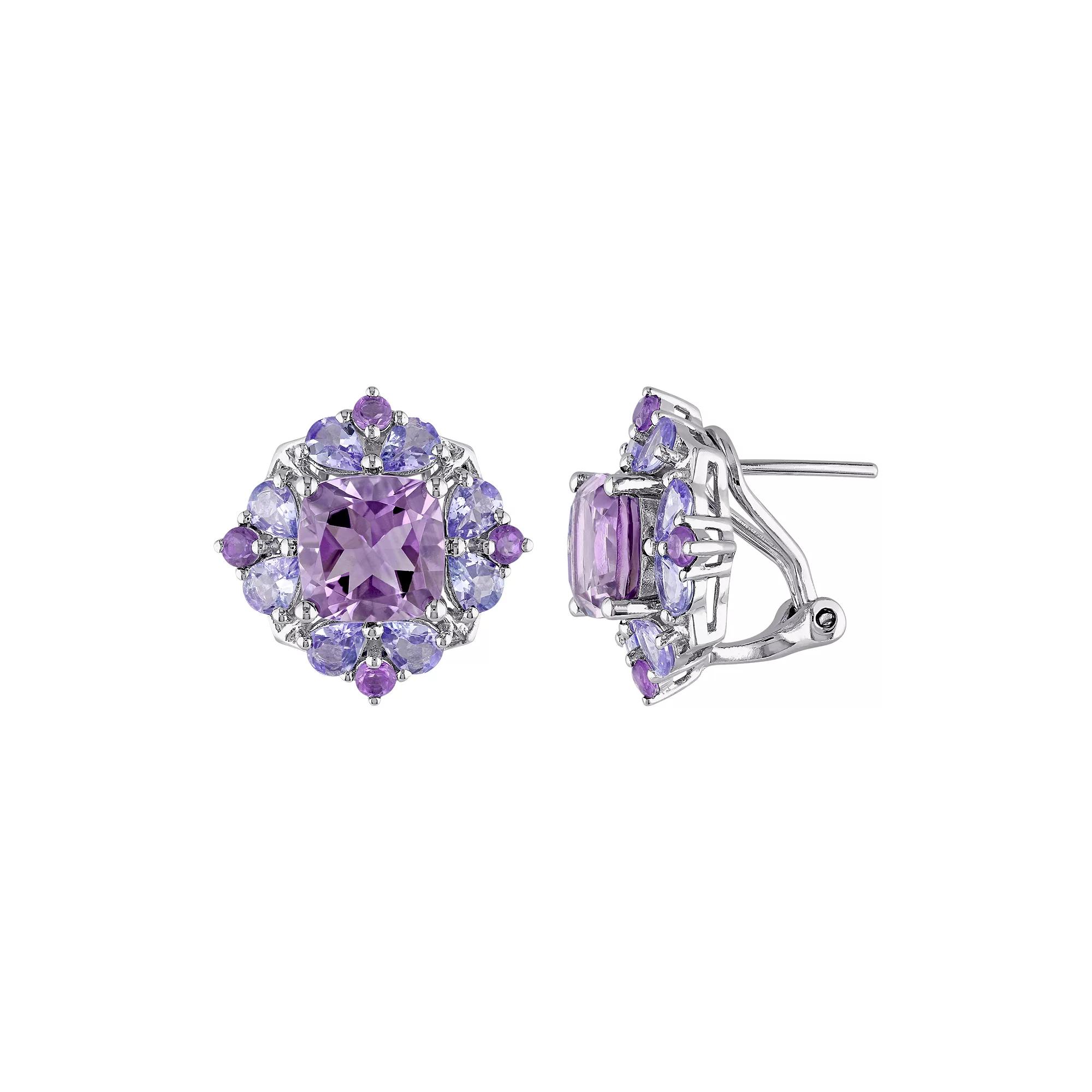 Stella Grace Amethyst & Tanzanite Sterling Silver Flower Button Stud Earrings, Women's, Purple Product Image