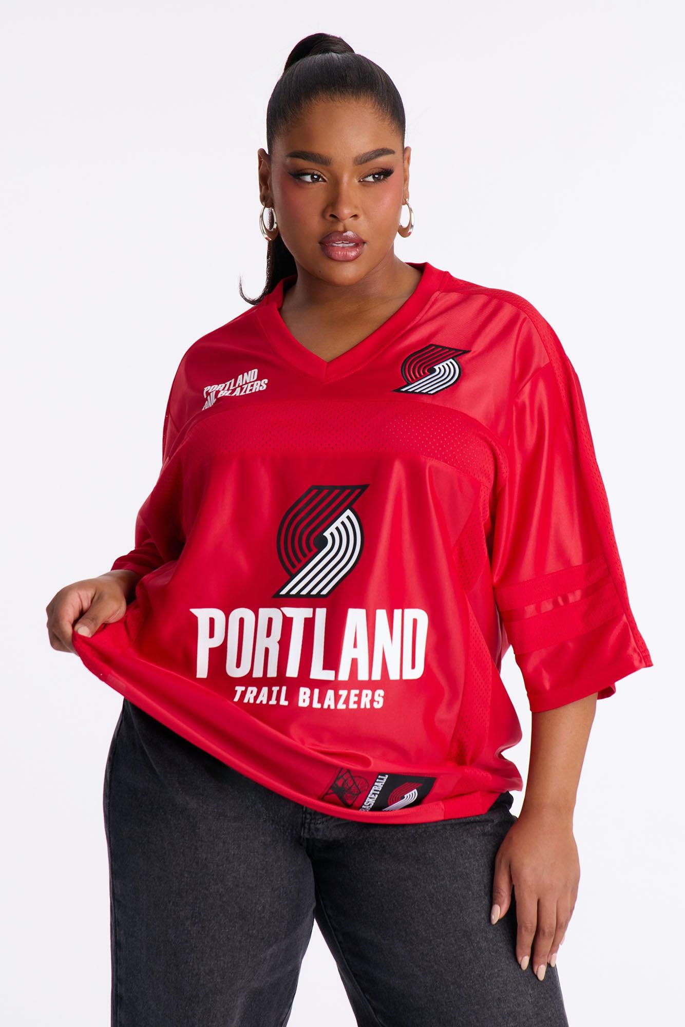 NBA Trailblazers Oversized Mesh Tee - Red Female Product Image