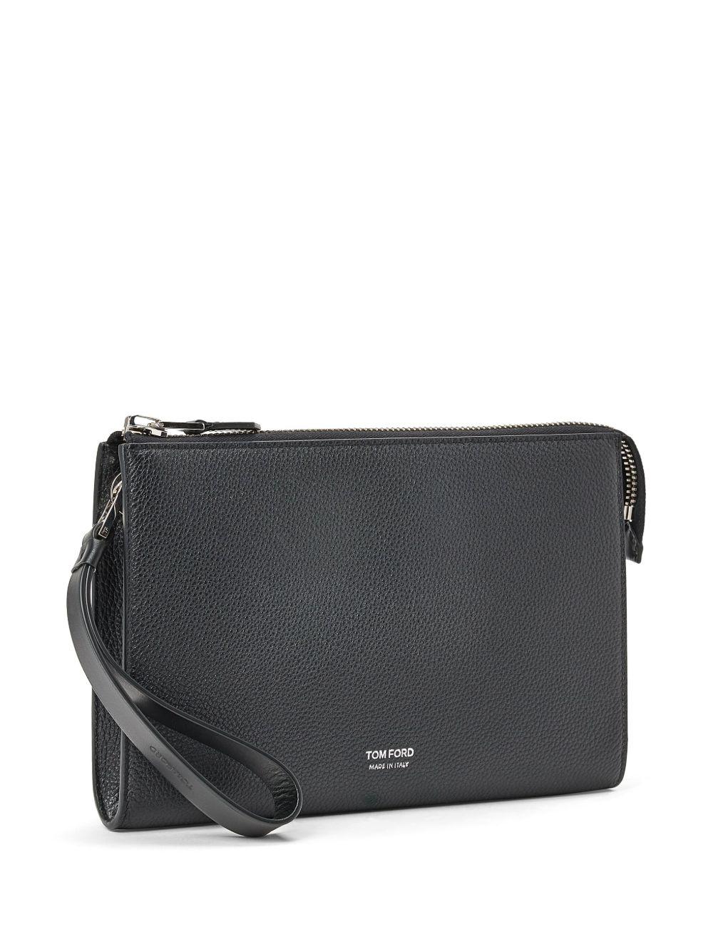 pebbled-leather logo-print clutch  Product Image