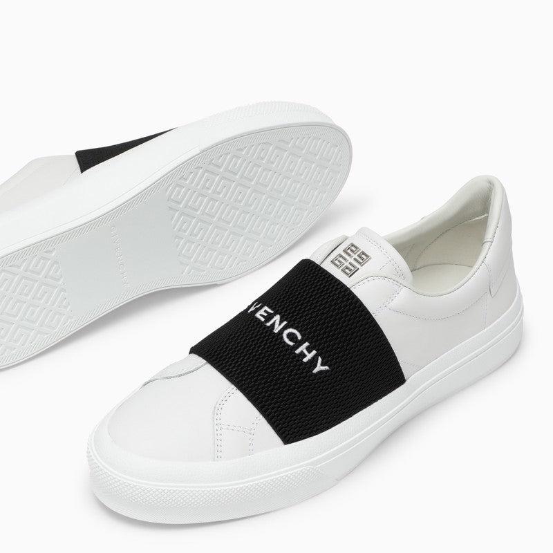 GIVENCHY Logo-embroidered Slip-on Leather Sneakers In White Black Product Image