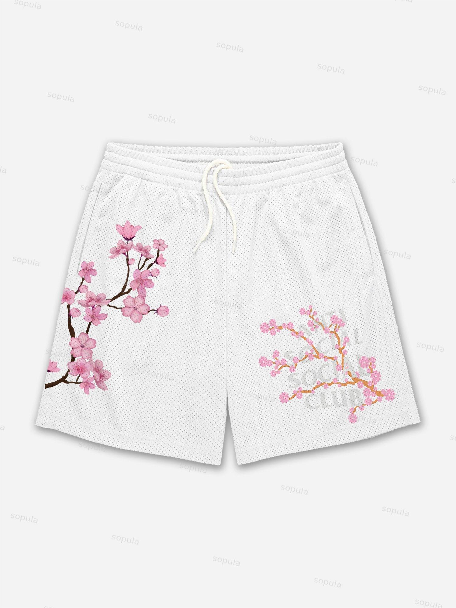 Sopula Men's Vintage Floral Graphic Drawstring Mesh Shorts Product Image